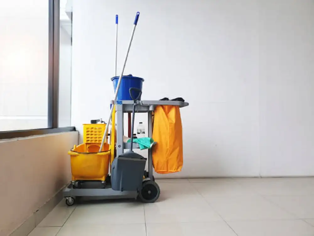 Commercial cleaning service with industrial equipment